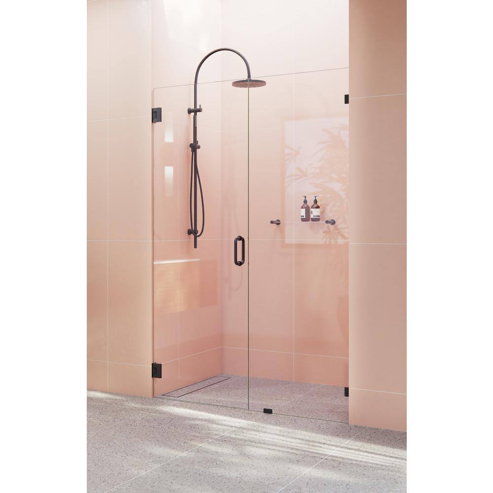 Glass Warehouse Illume 46 in. W x 78 in. H Wall Hinged Frameless Shower Door in Matte Black Finish with Clear Glass GW-WH-46-MB