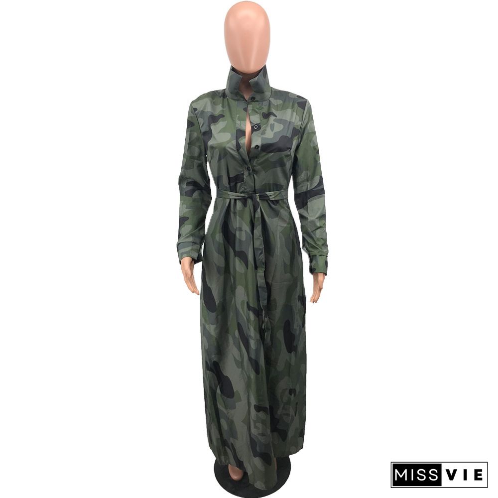 Fashion Printed Plus-size Long Sleeve Loose Fitting Dress