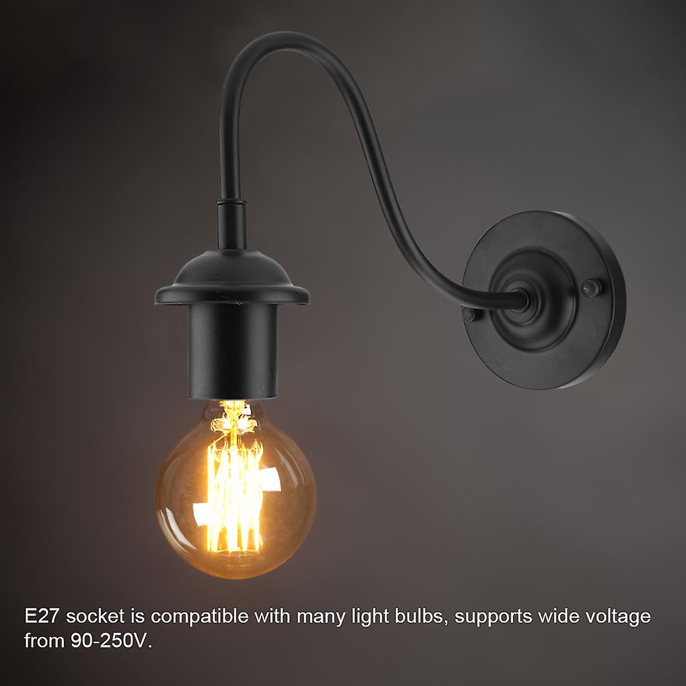 E27 Vintage Style Black Simple Iron Wall Lamp Sconce Light 90-250v