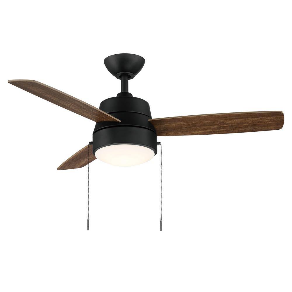 Hampton Bay Caprice 44 in. Integrated LED Indoor Matte Black Ceiling Fan with Light Kit SW19151P MBK