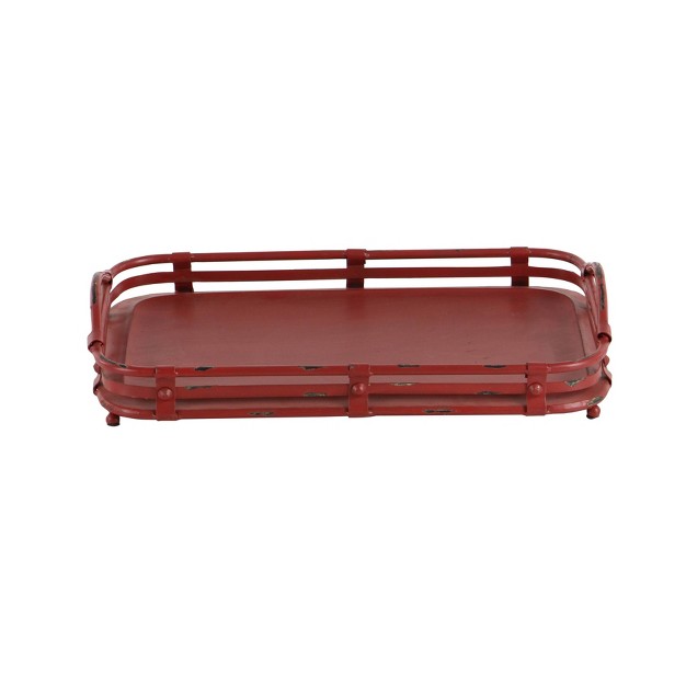 Farmhouse Iron Wagon Top Tray Set Red 2pk Olivia amp May