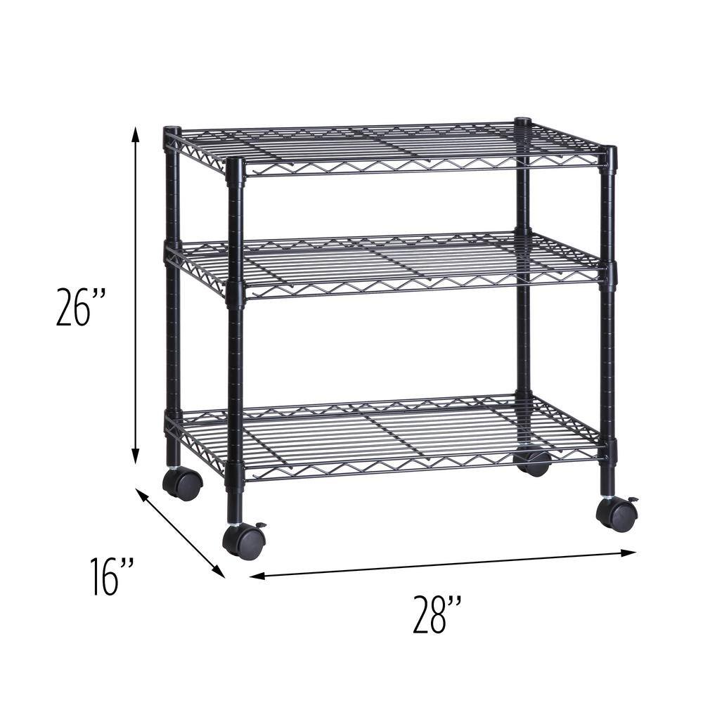 Honey-Can-Do 3-Tier Steel 4-Wheeled Media Cart in Black CRT-09693