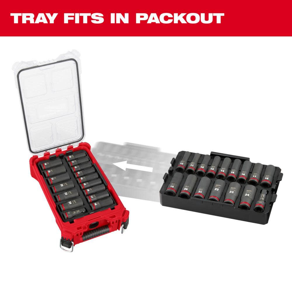 Milwaukee SHOCKWAVE Impact Duty Socket 1/2 Dr 16pc MM Tray Set 49-66-6818 from Milwaukee