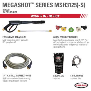 SIMPSON MegaShot 3200 PSI 2.5 GPM Gas Cold Water Pressure Washer with HONDA GC190 Engine (49-State) MSH3125-S