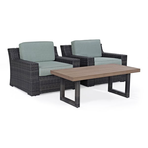 Beaufort 3Pc Outdoor Wicker Chair Set