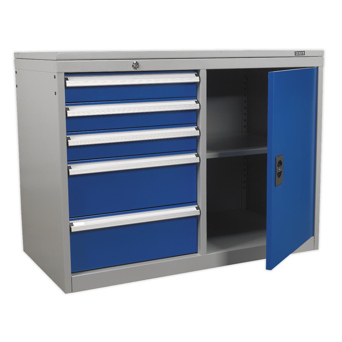 Sealey Api1103B Industrial Cabinet/Workstation 5 Drawer And 1 Shelf Locker