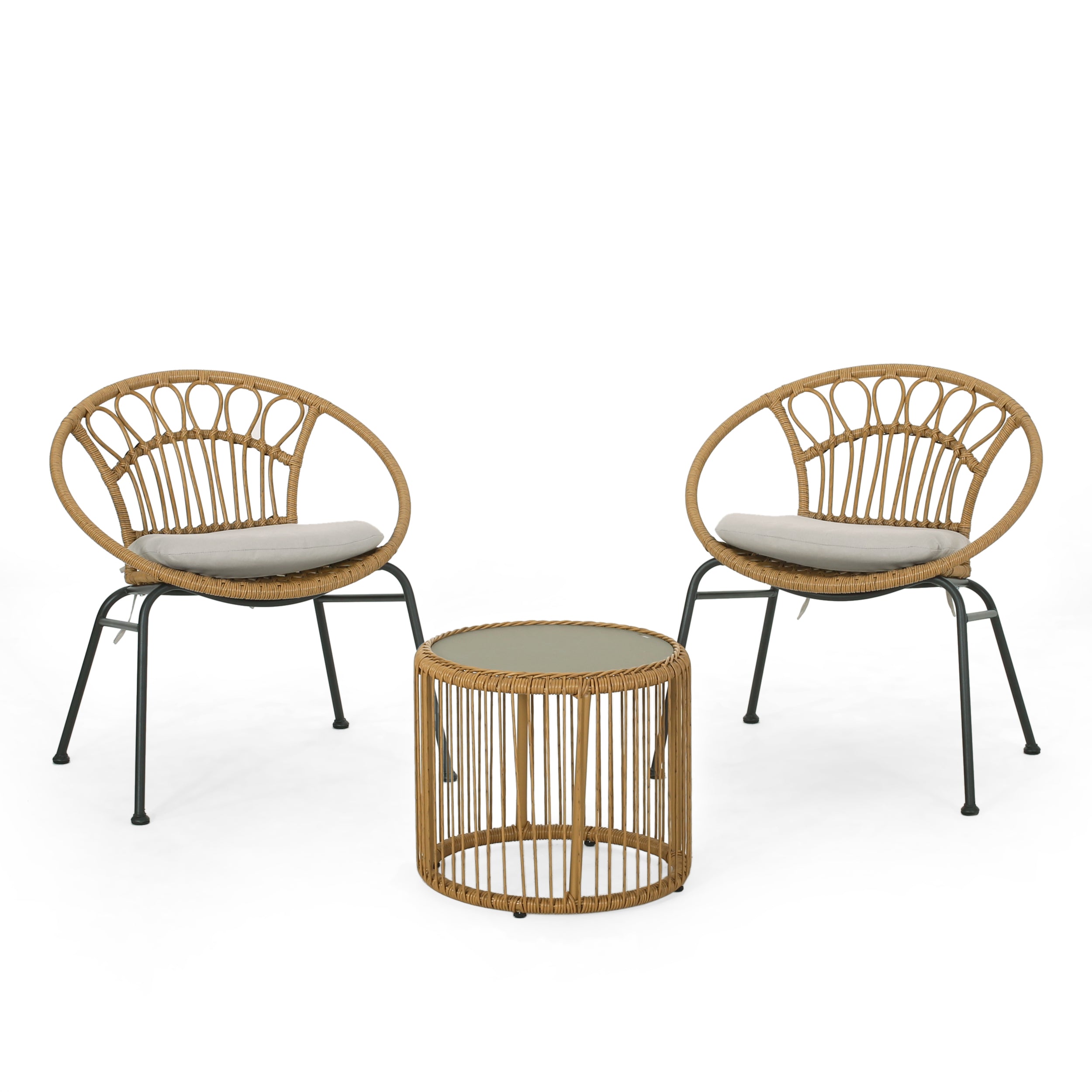 Aurelius Outdoor 3 Piece Wicker Chat Set