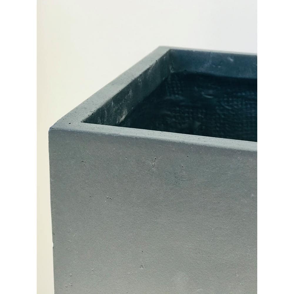 KANTE 20 in. Tall Charcoal Lightweight Concrete Rectangle Modern Outdoor Planter RF0002A-C60121