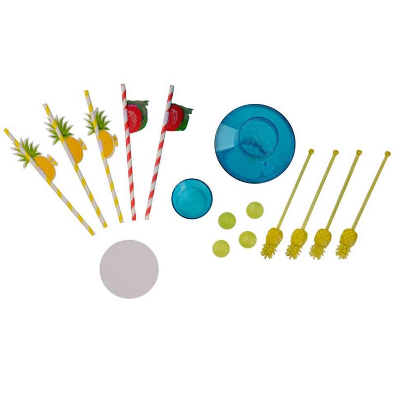 Plastic Tiki Cocktail Shaker and Drink Accessories Set