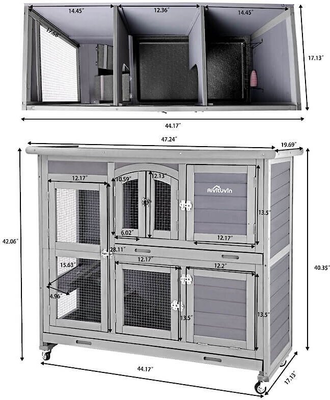 Aivituvin 42.1-in Two Story Indoor and Outdoor Rabbit Hutch