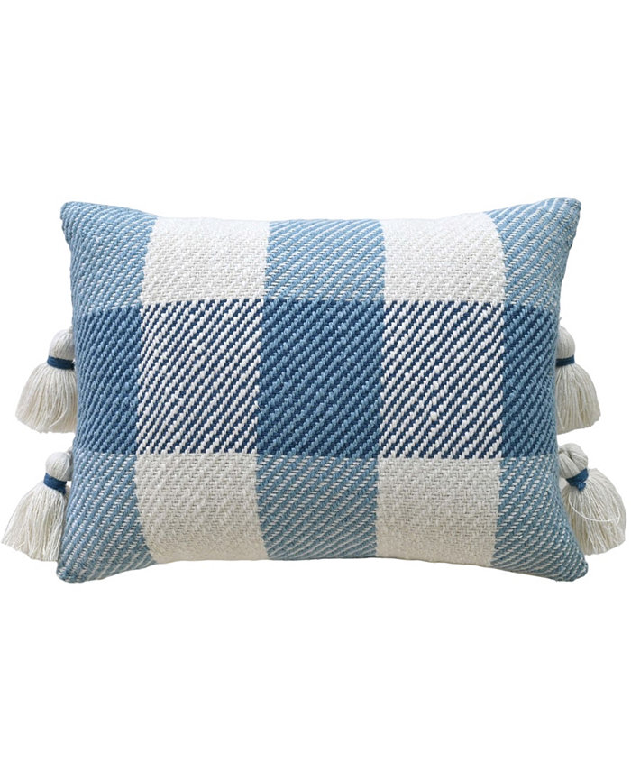 Vibhsa Linden Street Handloom Woven Textured Plaid Decorative Pillow， 14'' x 20''