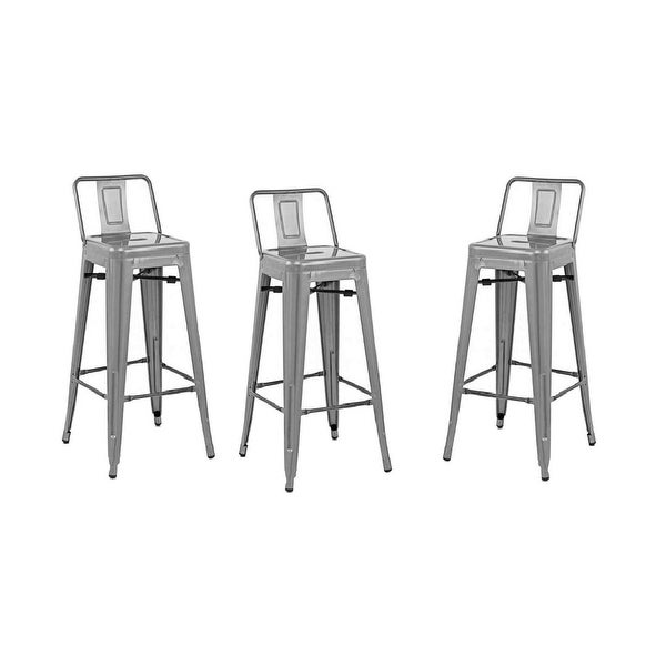 Gunmetal Low Back Stool (Set of 3) - 35'H (SH 26