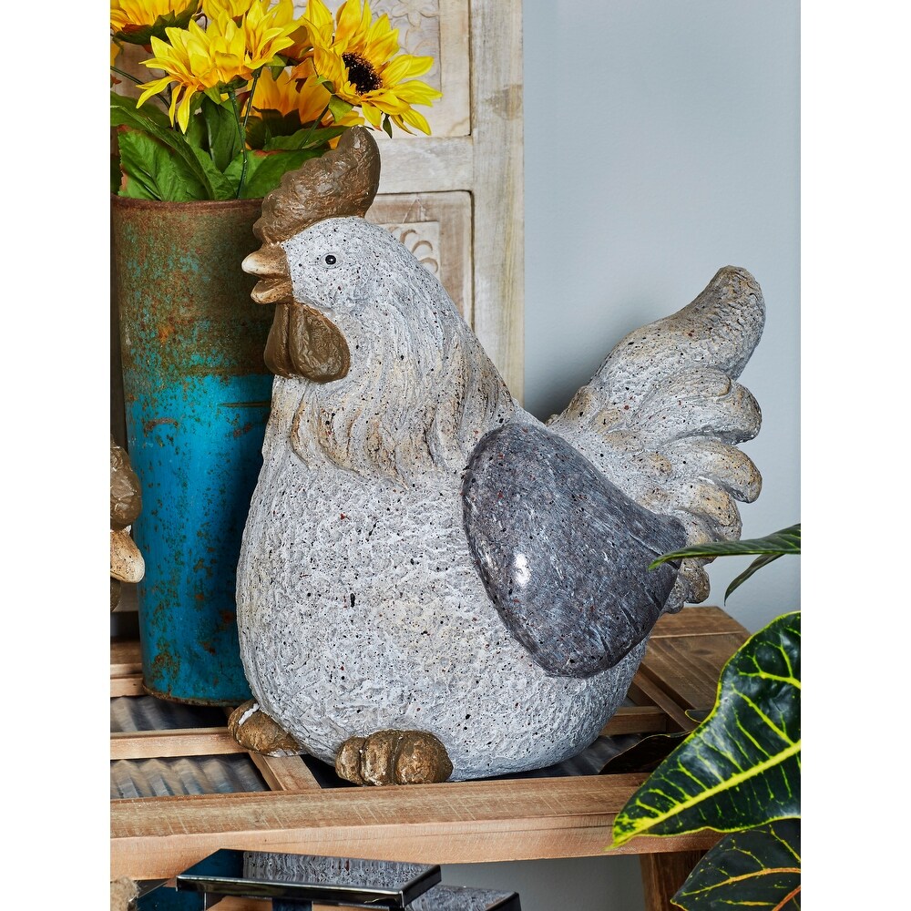 Grey Polystone Country Garden Sculpture Hen 16 x 15 x 11   15 x 11 x 16