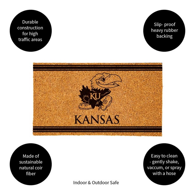 Evergreen University Of Kansas Logo Turf Mat Brown 28 X 16 Inches Indoor Outdoor Doormat