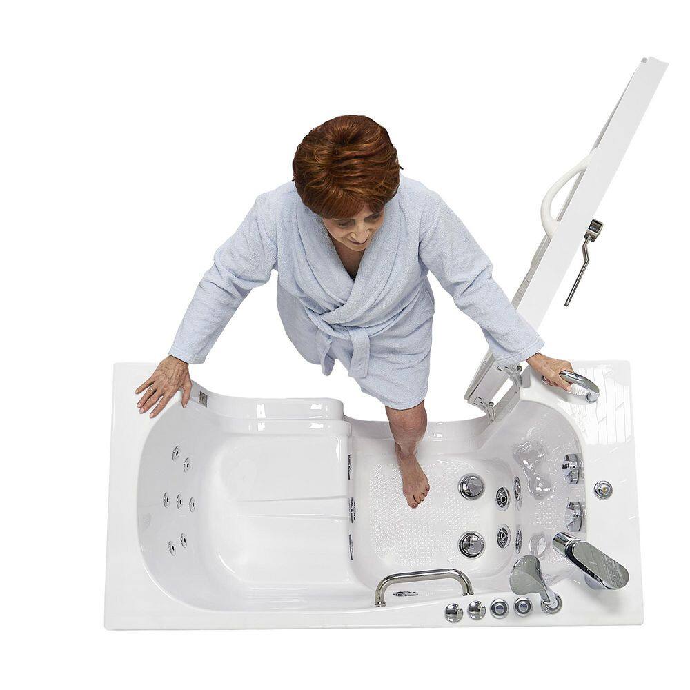 Ella Wheelchair Transfer 26 52 in. Walk-In Whirlpool Bathtub in White with Independent Foot Massage Fast Fill Faucet LHD OLA2652HH2PL