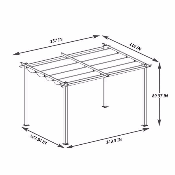 13 x 10 Ft Outdoor Patio Retractable Pergola