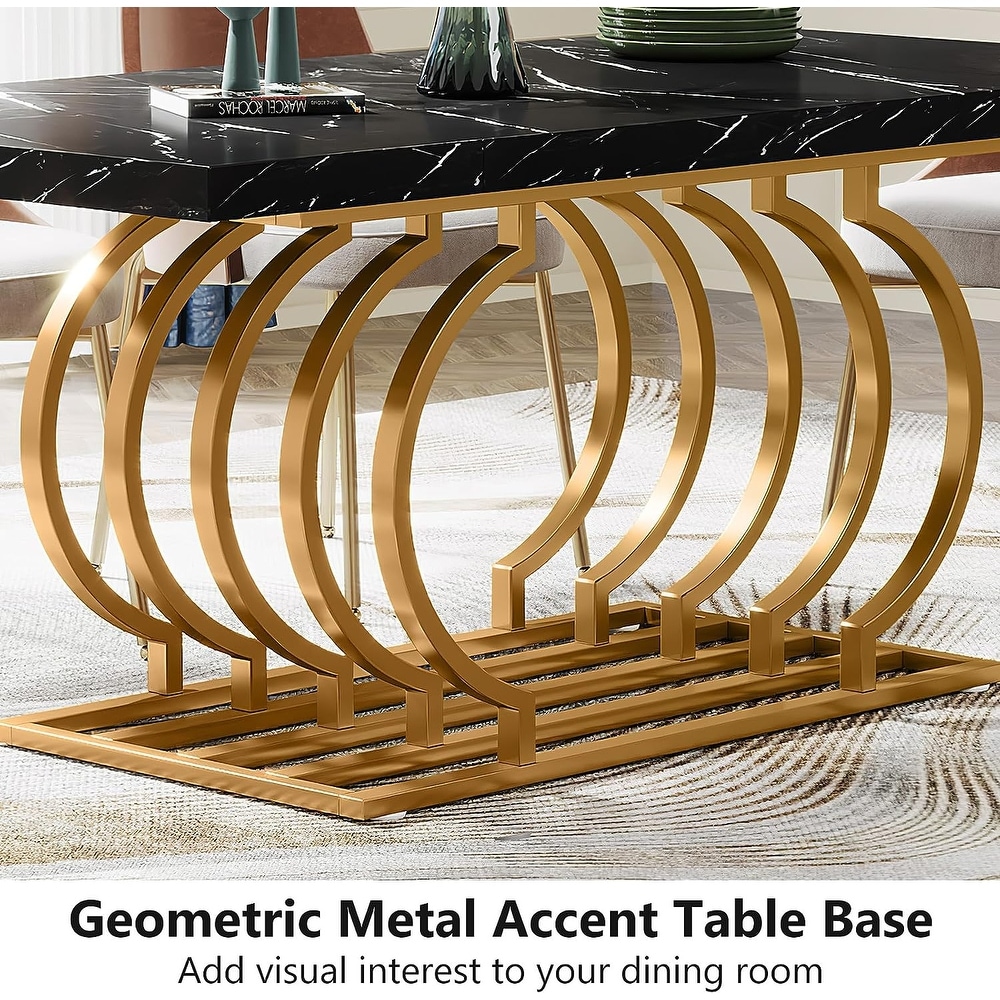 63 inch Dining Table  Faux Marble Wood Kitchen Table for 6 8 People