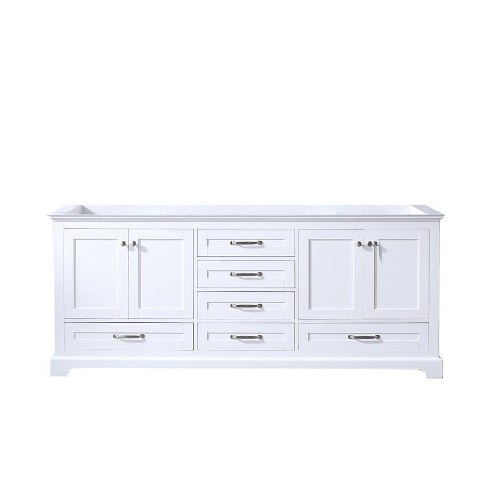 Lexora Dukes 80 in. W x 22 in. D White Double Bath Vanity without Top LD342280DA00000