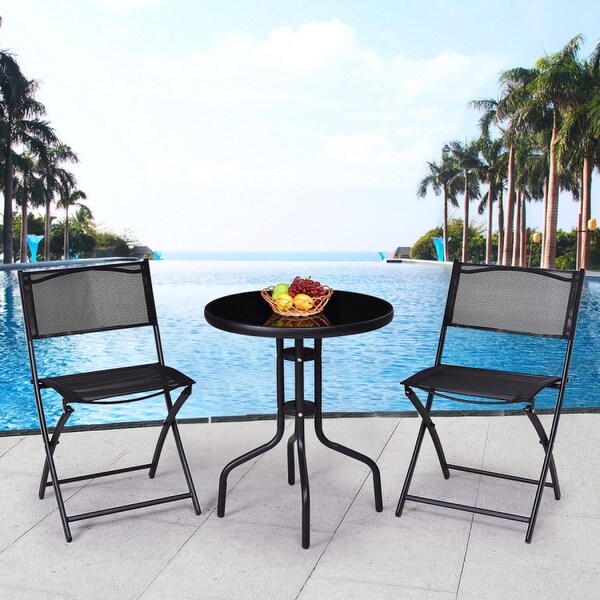 3Piece Folding Bistro Table and Chairs Set for Indoor and Outdoor Use