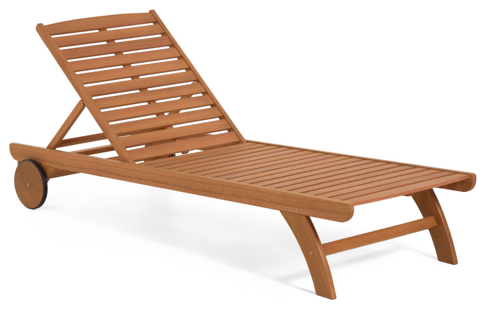 Solid Eucalyptus Wood Sun Lounger  La Forma Beila   Transitional   Outdoor Chaise Lounges   by Oroa   Eichholtz Furniture  Houzz