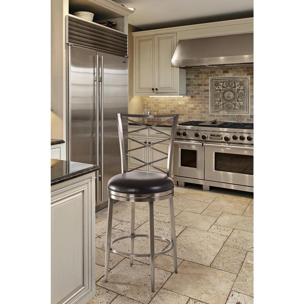 Hillsdale Furniture Harlow 30 in. Swivel Cushioned Bar Stool in Antique Pewter 5333-830