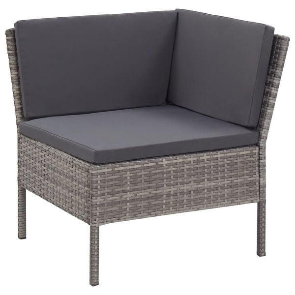 vidaXL 6 Piece Patio Lounge Set with Cushions Poly Rattan Gray