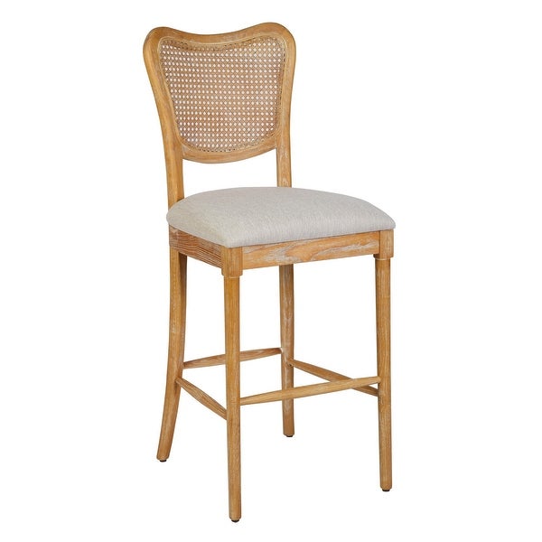 Farmhouse Dining Room Accent Chairs，Bedroom Barstools with Round Rattan Back Elegant Kitchen Chairs Side Chair，Set of 2