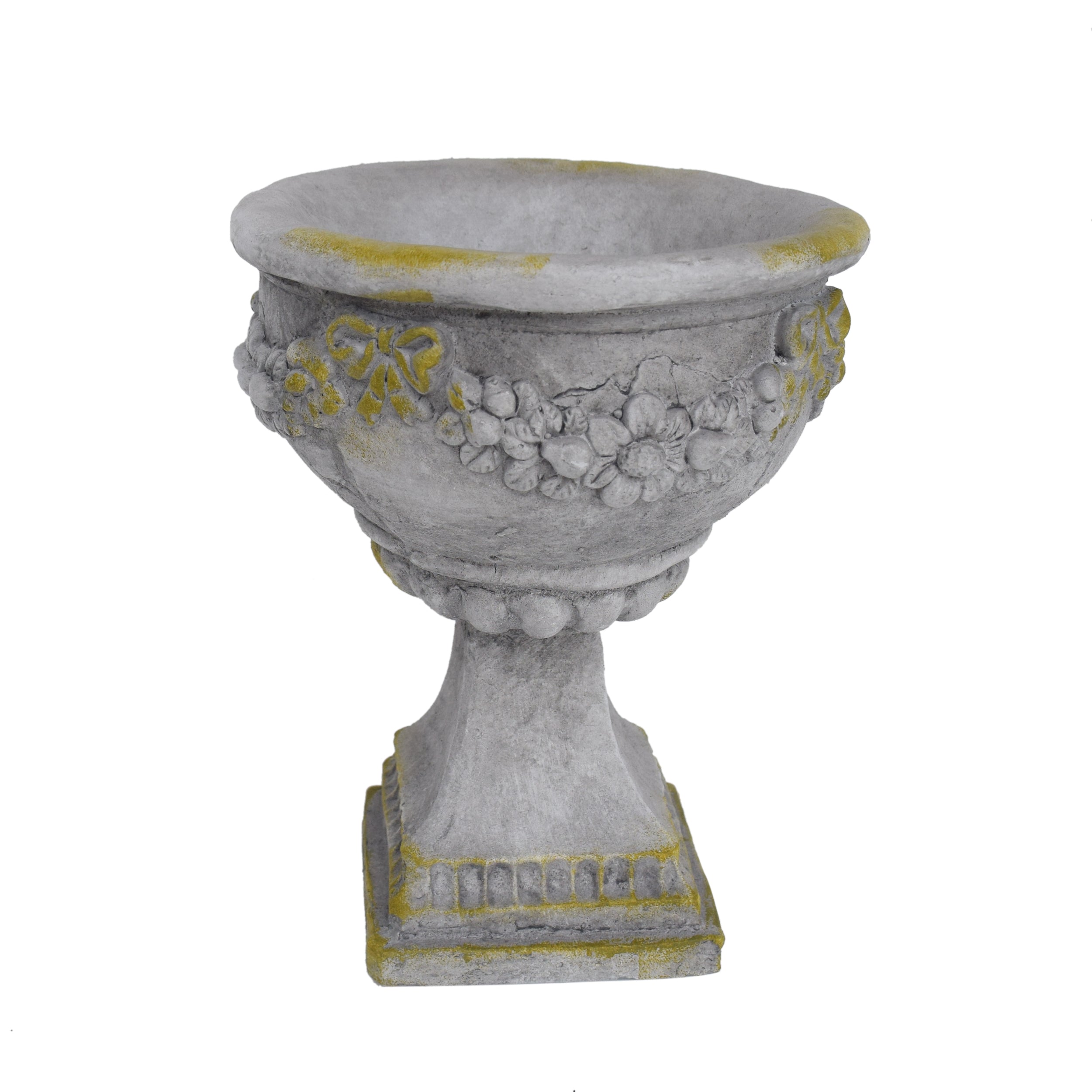 Nina Chalice Garden Urn Planter, Roman, Botanical, Lightweight Concrete