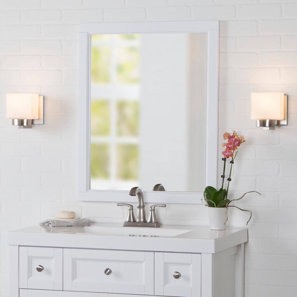 Glacier Bay Ashland 31 in. W x 26 in. H Wood Framed Wall Mirror in White ALWM26-WH