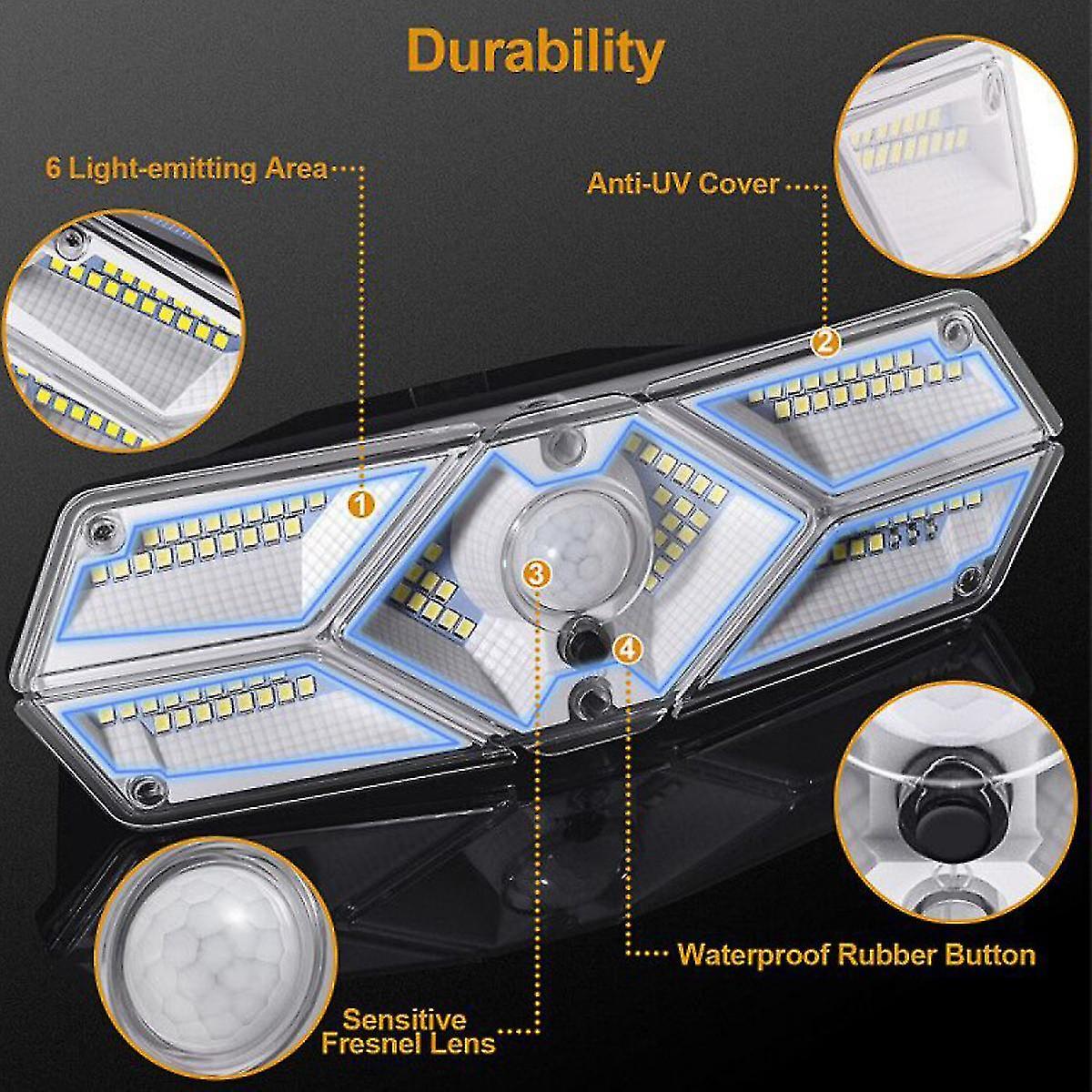 Solar Lights 104 Leds，270 Degree Wide Angle， Ip65 Waterproof， Security Lights For Front Door， Yard， Garage， Deck Yst-a825