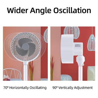 Tidoin White 10 in. 3-Speed Stand Pedestal Fan for IndoorOutdoor with 3 Modes 15 Hours Timer and 70 Oscillating Circulating DHS-YDHI-WRC