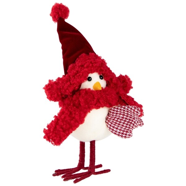 Bird with Scarf Winter Hat Christmas Standing Figure 8.5 Red White