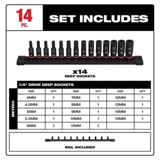 MW Shockwave 14 in. 38 in. Drive Deep Well ImpactChrome Ratchet Socket Set with Packout (132-Piece) 49-66-7006-49-66-7003-48-22-9486