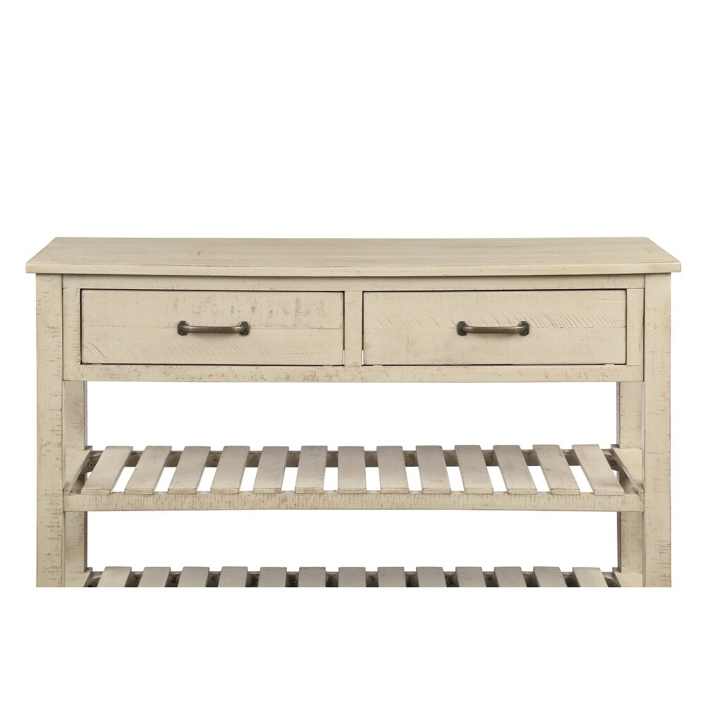 Console Table Sofa Table with Drawers and 2 Tiers Shelves