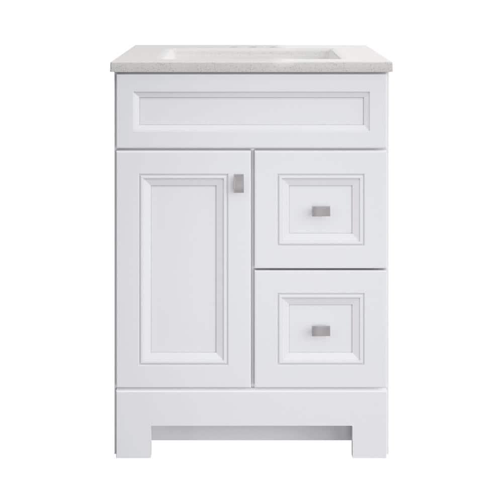 Home Decorators Collection Sedgewood 245 in W x 188 in D x 344 in H Freestanding Bath Vanity in White with Arctic Solid Surface Top