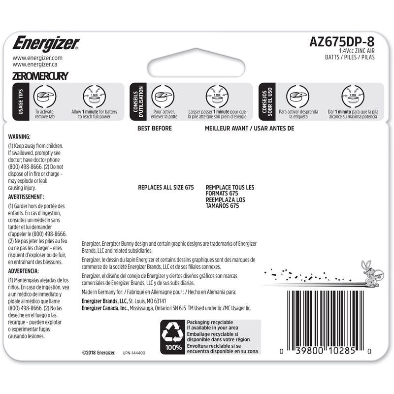 BATTERY HEAR AID 675 8PK