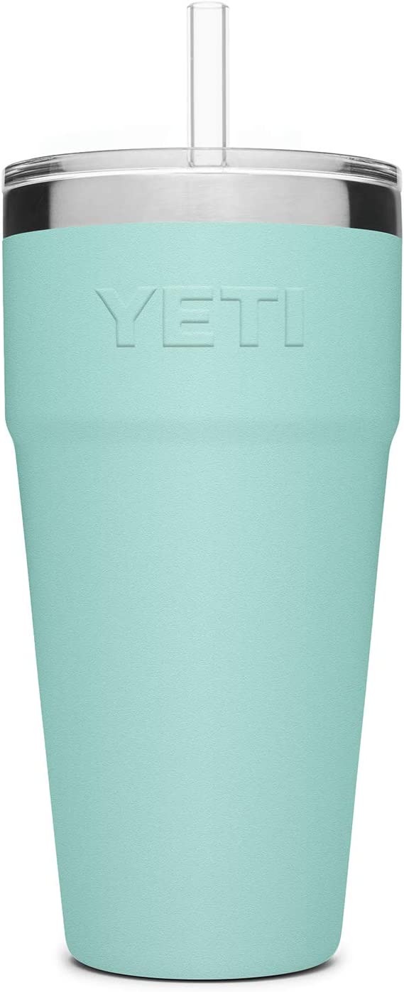 YETI Rambler 26 oz Straw Cup， Vacuum Insulated， Stainless Steel with Straw Lid， Seafoam