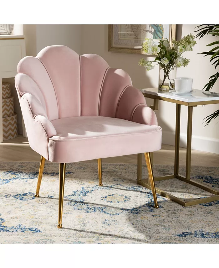 Furniture Furniture Cinzia Glam and Luxe Upholstered Seashell Shaped Accent Chair