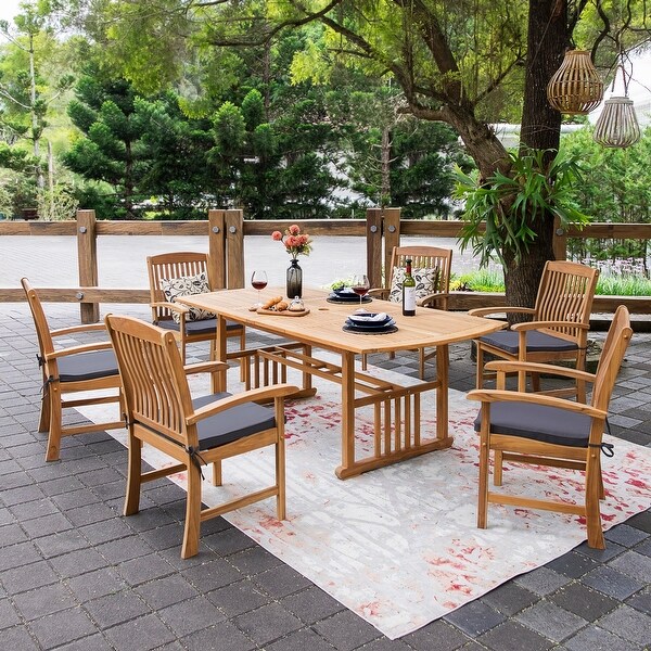 Cambridge Casual Chignik 7piece Teak Patio Extendable Dining Set