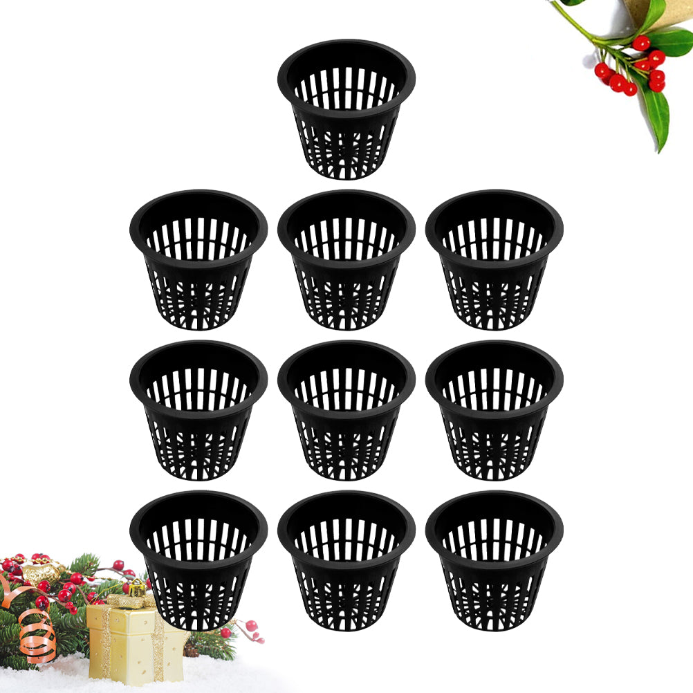 FRCOLOR 10pcs Plastic Planting Baskets Hydroponic Equipment Planting Baskets for Garden Home (Black， Medium Size)