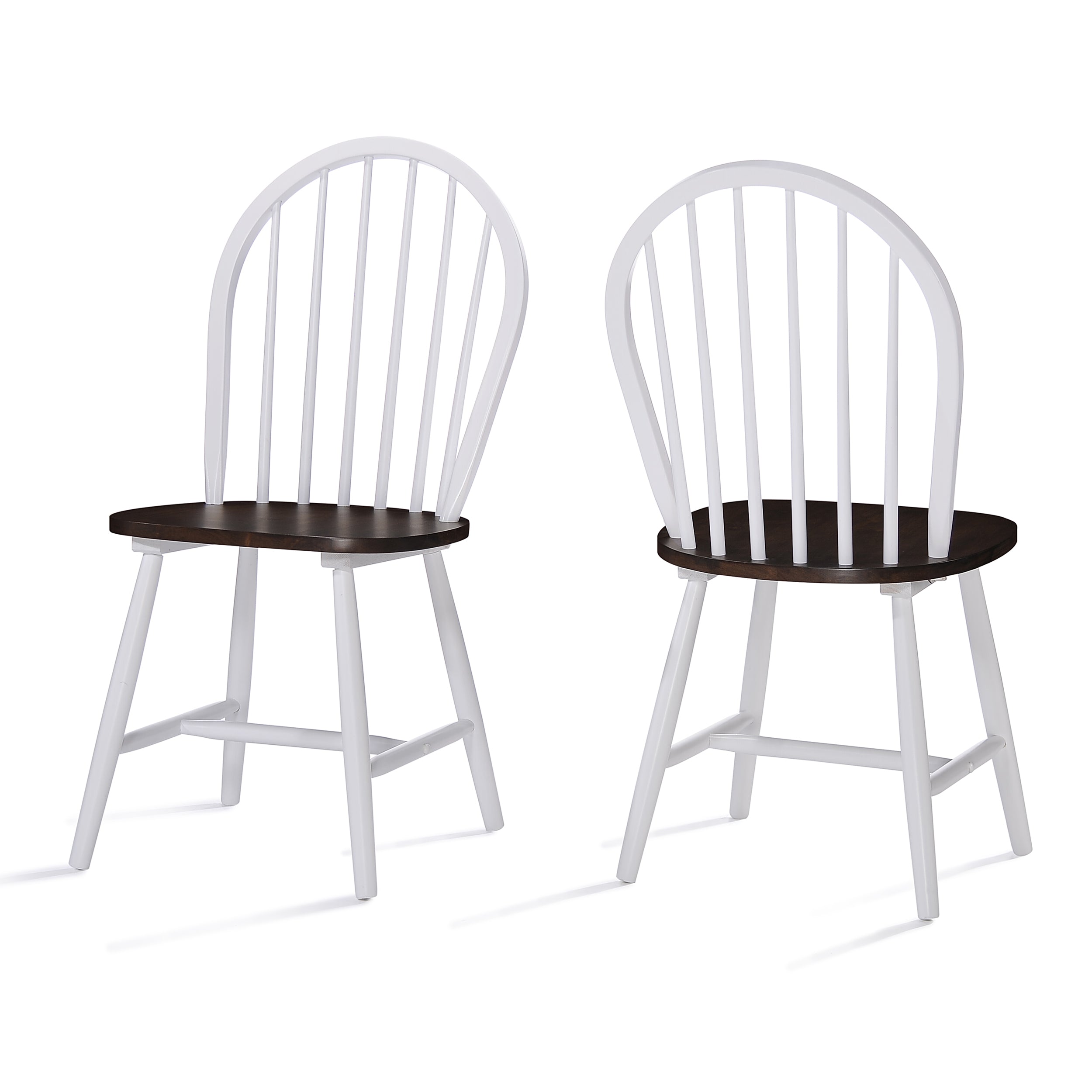 Crosby Farmhouse Cottage High Back Spindled Rubberwood Dining Chairs (Set of 2)