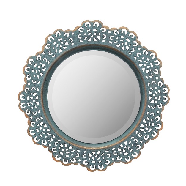 Decorative Floral Metal Lace Wall Mirror Dark Turquoise Stonebriar Collection