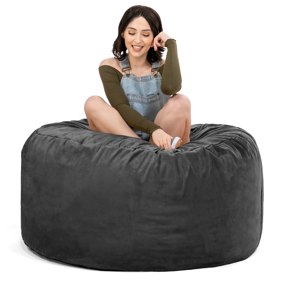 Jaxx 4 Foot Saxx Large Bean Bag Chair and Lounger for Teens and Adults   Microsuede