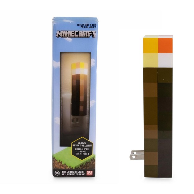 Ukonic Minecraft Brown Stone Torch Plug in Nightlight With Auto Dusk To Dawn Sensor