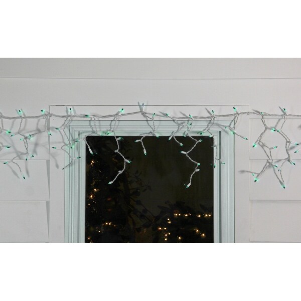 100Count Green Mini Christmas Light Set 4.6ft White Wire