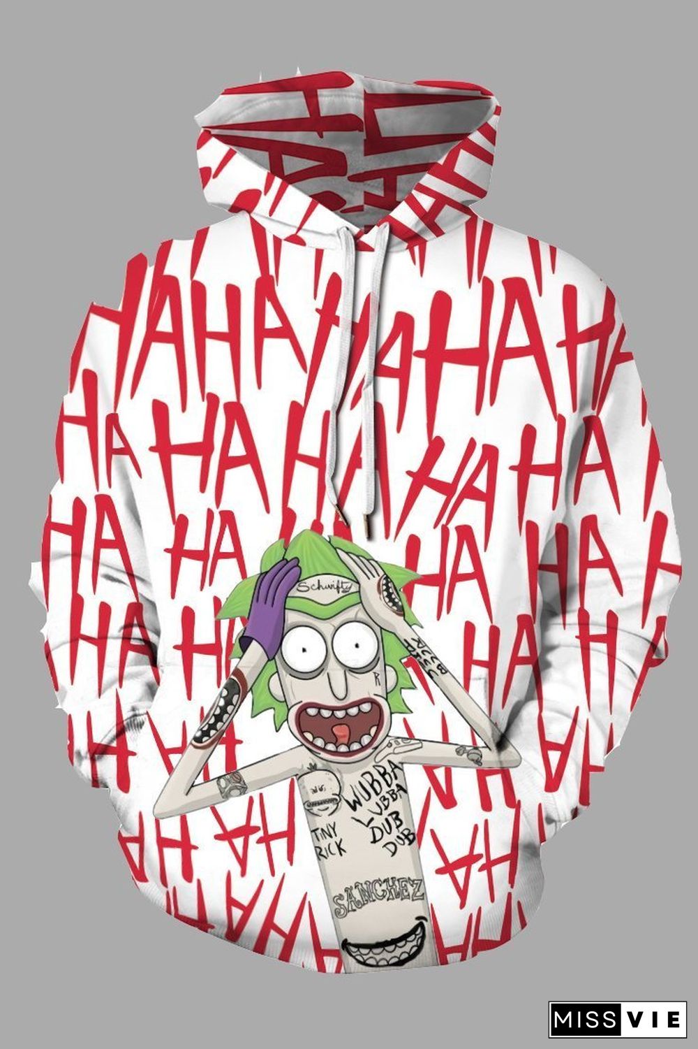 Street 3D Joker Printed Hooded Sweatshirt