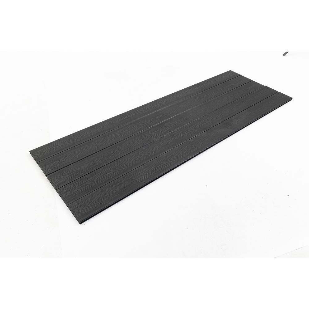 0.91 in. x 29.15 in. W x 7.21 ft. L Black Embossing Composite Decking Boards Wood Plastic Decorative Floor 5-Piece Set D212ywW12221