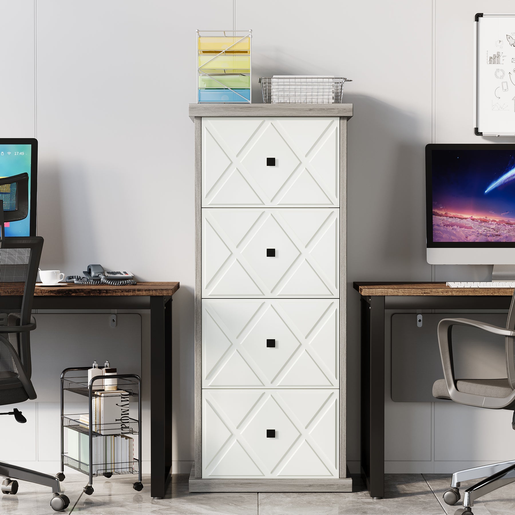 4-Drawer File Cabinet, Vertical Storage Filing Cabinet