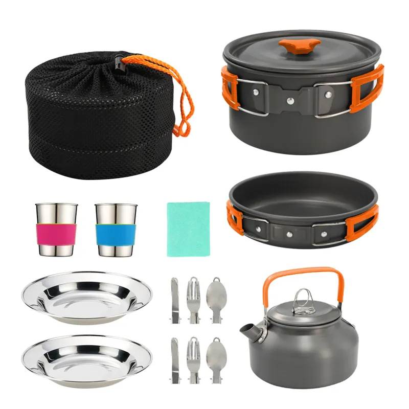 Ultralight Camping Cookware Outdoor Cooking Set Travel Tableware Cooking Stove Kit Pan Hiking Picnic Pot Utensil Equipment