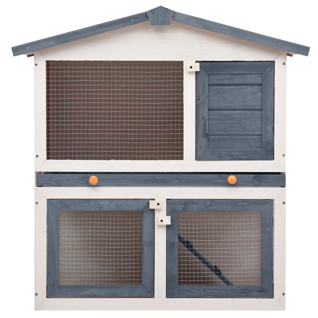 Rabbit Hutch Outdoor Inlife Outside Rabbit Cage 2 Layers， Gray， Wood